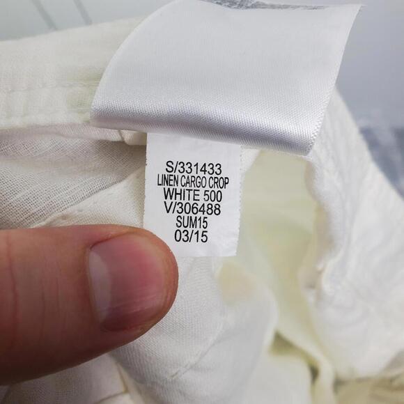 Banana Republic Pants Women 8 Martin Fit Linen Blend Cropped Cargo White - Picture 9 of 12